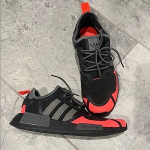 Adidas Black and Neon Red Athletic Shoes NMD_1